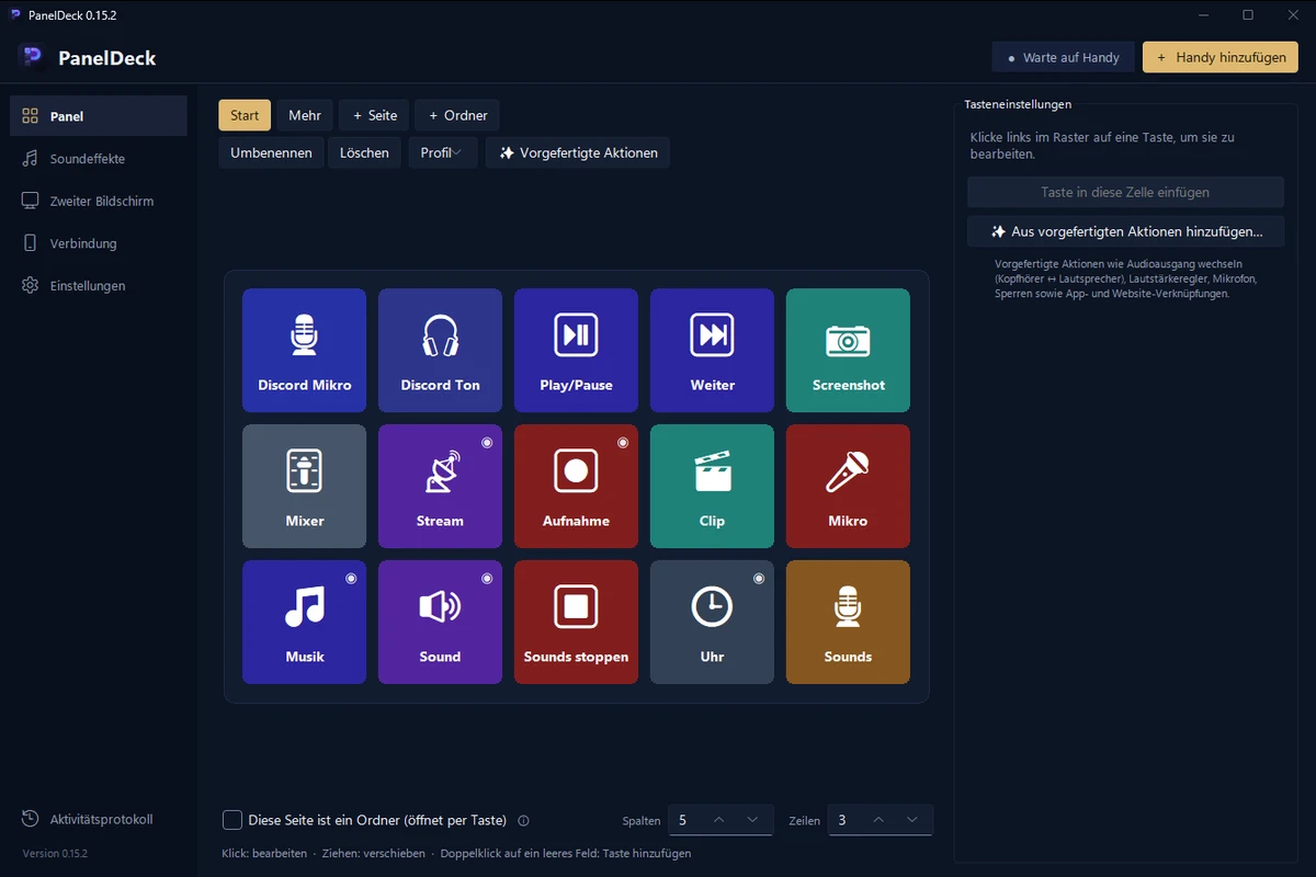 Das PanelDeck-Programm für Windows
